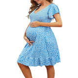 2025 New Women's Summer Pregnant Women V-Neck Dress Loose Comfortable And Casual