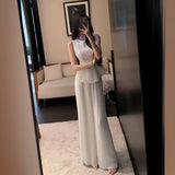 Sleeveless Waistcoat Loaf Side Dress With Wide Leg Pants Fashionable Suit Woman 2025 Summer