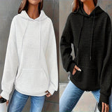 New Wish Autumn And Winter Explosion Of Solid Color Hooded Drawstring Fashion Long-Sleeved Lady's Loose Dress