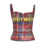 Fashion 2025 Autumn New Women's Clothing Jennie The Same Design With The Color Letter Lattice Print Repair Body