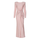 Hot Women's Evening Dress 2025 Summer New Fashion Temperament Dress With A Round-Neck Long-Sleeved Dress