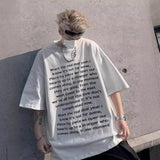 Summer High Street Loose Letter Print Short-Sleeved T-Shirt Man Hip-Hop Pure Cotton Half-Sleeved Top