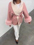 Temperament Famous 2025 Autumn And Winter New Tice Cuff Double Hair Coat Coat Woman