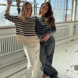 Spring New Knitwear Women's High-End Casual Casual Lazy Style Women's Striped Sweater