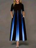 2025Wish New Summer Loose Casual Print Collar Plus-Size Dress Women's Dress