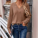 Women's Clothing 2025 Autumn And Winter New Ribs Pit Strip V-Neck Button Long-Sleeved Coat Woman