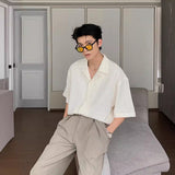 Men's Cuban-Collared Shirt Short-Sleeved Shirt 2025 New Summer Loose Fashion Shirt