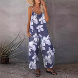 Explosion 2025 Summer Large-Size Women's Clothing Casual Sleeveless Loose Broad-Legged Jumpsuit