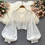 Leather-Back With Thin Short Perspective Creek Lace Jersey Autumn Dress New Korean Version Of The T-Shirt T-Shirt On The Women