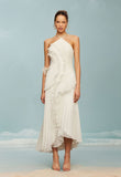 2025 Summer Women's New Temperament Of The Famous Lotus Leaves Side Fold Hanging Neck Hanging Dress Dress Dress Dress Dress