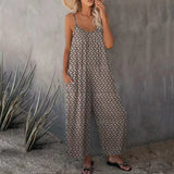 Explosion 2025 Summer Large-Size Women's Clothing Casual Sleeveless Loose Broad-Legged Jumpsuit