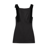 Solid-Colored Sexy Body-Claming Square Skirt 2025 Spring Sling Velvet Bow Mini Dress