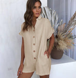 Fashion Women's Clothing 2025 Spring And Summer New Ebay Hot-Selling Collar Shirt Button-Button Jumpsuit
