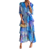 2025 New Women's Printed Layered Dress Dress