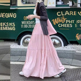 Large-Size White Half-Dress Women's A-Shaped Skirt In The Long Umbrella Skirt Autumn Small Tall Waist Thin Skirt