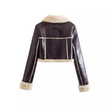 2025 Winter New Y2K Women's Collar Fur All-In-One Double-Sided Short Jacket Jacket
