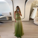 2025 Summer Fashion New Temperament Famous Hanging Neck Sling Dress Suit Gradually Loose Dance Dress