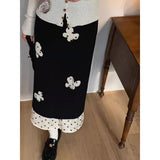 Black Wave Point Splicing Skirt Women's Dress 2025 New High-End Design Feeling Thin Straight-Tender Skirt