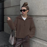 2025 New Retro Long-Sleeved Top Loose Design Sense V-Neck Collar Women's Knitwear Shirt