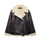 2025 Women's Autumn And Winter New Double-Sided Collar Long Fur Locomotive Wind Jacket Jacket Jacket