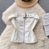 Women's Top 2025 New Sexy Breast-Skin Locomotive Suit With Hot Babes Short-Cut Umbilish T-Shirt Tide