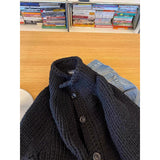 Lazy High-End Feeling Black Collar Soft Jasmine Sweater Coat Autumn And Winter New Thick Loose Knitted Shirt Top