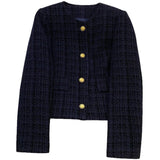 Tibetan Blue Small Scented Coat Autumn 2025 New French Style Temperament Design Sense Retro Short Top