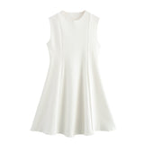 Women's Spring 2025 New Sleeveless Round-Necked Knitted Skating Dress Mini Dress