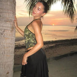 Fashion 2025 Summer New Women's Sexy Hot Babes Camouflage Printed Lights Hanging Off The Back Wear Vest