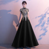 Evening Dress Dress Dress 2025 Winter Adult Performance Suit Chinese Long Cheongsam Choir Host Banquet Evening Dress