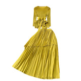 Three-House Folded T-Shirt With Irregular Hembo Skirt Dress Suit Woman