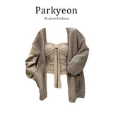 Korean Version Of The Gentle Wind Set Of Shirts And Bows Knitted Shirt Straight Slacks Three Sets Of Women