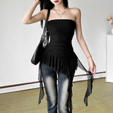2025 Spring And Summer Women's New Fashion One-Word Shoulder Repair Leud Thrombochrome Bhise Small Vest