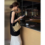 Korean Fashion Collar Sleeveless Vest Loose Dress Sweet Sweet Folded Skirt Set