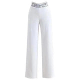Ice Silk Wide Leg Pants Women Summer New High Waist Hanging Feeling Loose Waist Straight Barrel Loose White Drag Long Pants