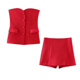 Women's Clothing 2025 Spring New Silk-Sense Texture Spliced Tight Body Clothes + Open-Fork Splicing Skirt Set