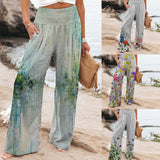New Women's Four-Sided Bullet-Print Trousers High-Waisted Straight-In-Bag Casual Broad-Legged Trousers