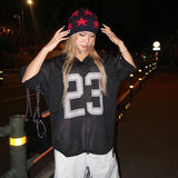 2025 Summer New Women's Street Fashion Hot Girl Print Loose Sports T-Shirt Thin Top