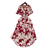 Printed Short-Sleeved Dress Women Autumn Polo Tie Straps To The Waist Design Small Chic Temperament Long Dress