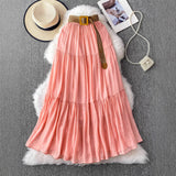 White Half-Dress Women's Dress 2025 Summer Small In The Long Leisure High-Rise Display Thin Pendulum Ponve Egg