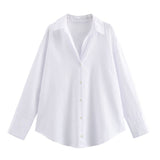 2025 Summer New Women's Cotton Loose Leisure Long-Sleeved Oxford Shirt Women