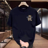 Trending High-Quality Men's New Cotton T-Shirt Short-Sleeved Simple Design Design Print Round Collar Fashion Top