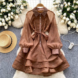French High-End Heavy Industry Diamond Lotus Leaf Dress Girl Spring Strapped Temperament Lace Pavity