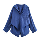 Spring 2025 New Women's Fashion Simple Bat Sleeve Silk Shirt