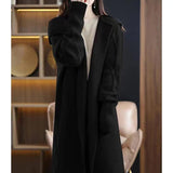 Mid- And Winter 2025 New Long Cashmeet Cardigan Women's Long Hooded Knitted Coat Over The Knee Wool Coat