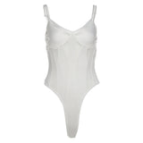 2025 Spring And Summer Women's New Solid Color Sexy Hottie V-Neck Mesh Splicing Repair Slim Thin Joint Clothes