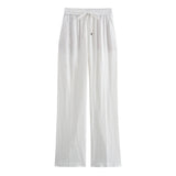 Linen Straight Trousers 2025 Spring And Summer Tice With Tight High Waist Leisure Loose Broad Legs Trousers Women