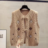 2025 Spring Autumn New Wearing Horse Clip Outside The Folding Sweater Shoulder Tide Cardigan Knitting Vest Woman