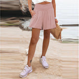2025 Women's Hot Selling Solid Color High-Waisted Elastic Shorts Tight Waist Wide Leg Slacks