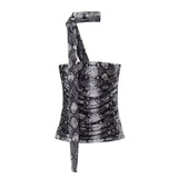 2025 Summer New Breast-Wear Women's Fashion Animal Print Leopard Pattern Net Skirt Suit